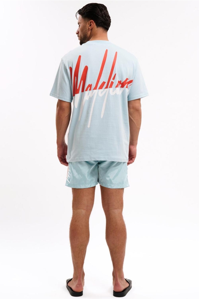 MEN SPLIT T SHIRT MM1 HS25 19 828 LIGHT BLUE/CORAL